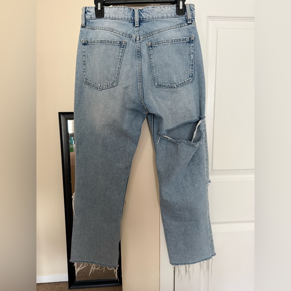 Zara Light Distressed Blue Boyfriend Jeans